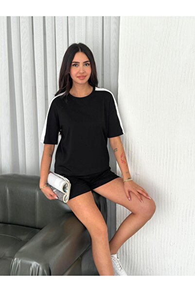 CUSTOM طقم شورت نسائي مكون من قطعتين من القماش المشروط، قطن ممشط، قماش ليكرا،...