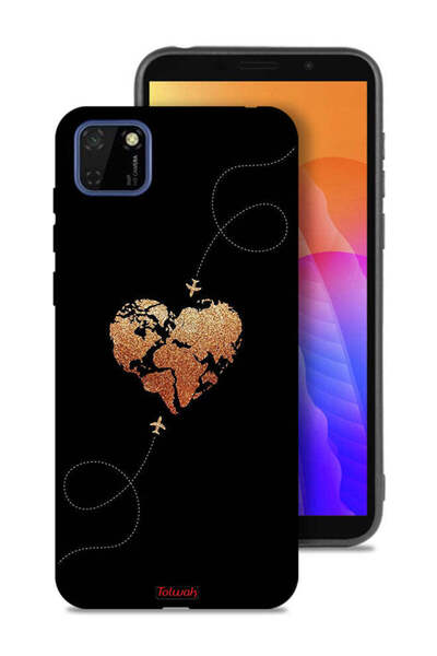 Tolwak Huawei Y5p Protective Case Cover Airplanes Touching Heart