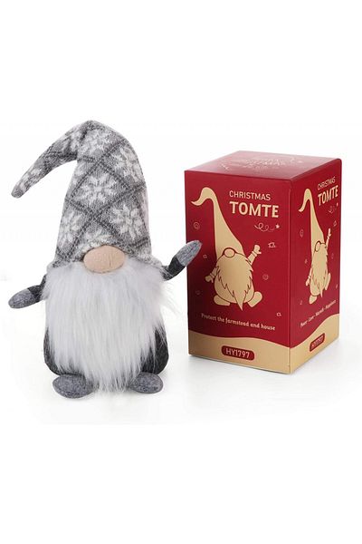Agoer Gnome Decoration, Gray/white, Textile, 49 Cm