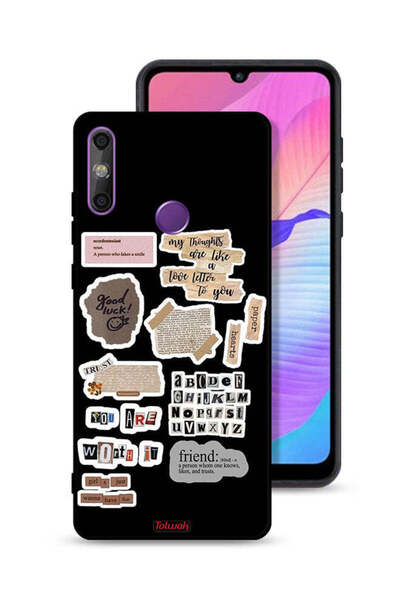 Tolwak غطاء حماية لهاتف هواوي إنجوي 20e مع ملصقات عبارات الحظ السعيد