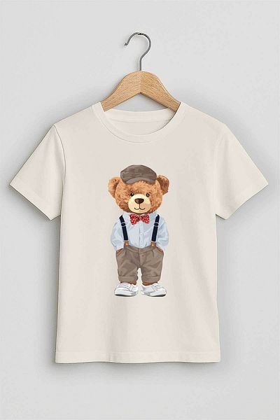 peki baby&kids Well Yaz Boy's Single Jersey Teddy Bow Tie Printed T-Shirt 18746