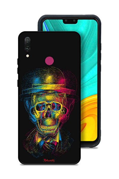 Tolwak غطاء حماية لهاتف Huawei Y9 (2019) بتصميم جمجمة وقبعة ملونة وفن خيالي