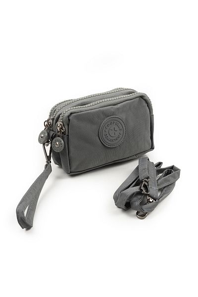 İMAKS Mini Size Crinkle / Clinkir 3 Zipper Wristlet/Shoulder Strap Bag Coin Purse Gray 3032