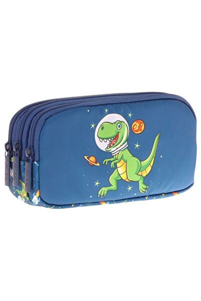 KAUKKO Copii Bleumarin Verde, Dinozaur drăguț, Geantă pentru creion pentru bă...