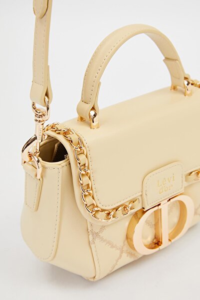 Levidor Premium Dikdörtgen Metal Kilit Omuz Çantası Sarı