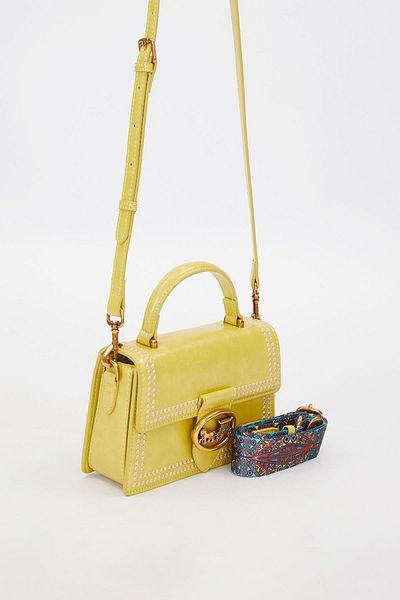 Levidor Premium Patterned Strap Detail Shoulder Bag Green