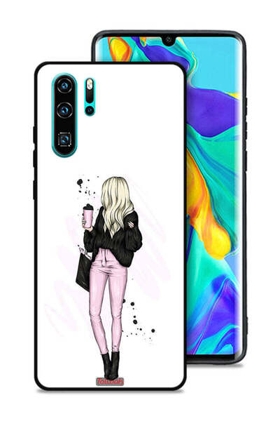 Tolwak غطاء حماية لهاتف هواوي P30 Pro، فتاة تحمل كوب قهوة