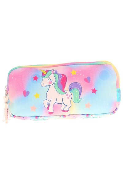 KAUKKO Kids Multicolor, Unicorn, Girls' Three-Eye School Pencil Bag - L8243