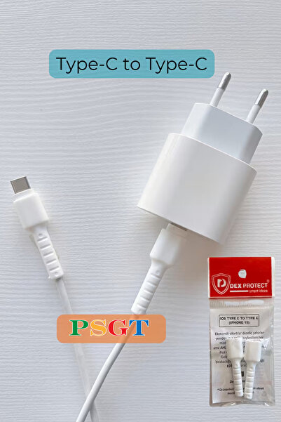 PSGT İphone 15 16 Plus Pro Max Uyumlu Yeni Seri Type-C Çift Taraf Sarj Kablosu Koruyucu Kılıf Kap