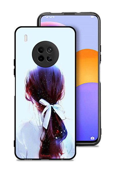 Tolwak غطاء حماية لهاتف Huawei Y9a بتصميم ربطة شعر مع رباط شعر وفن فتاة