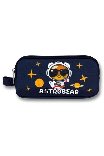 ÜMİT ÇANTA Ümit Çanta Θήκη για μολύβι με δύο θήκες Astronaut Teddy Bear για αγόρια - Navy Blue White - 5047