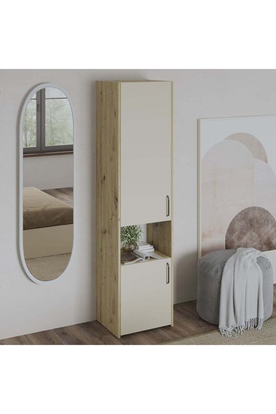 haaus.ro Dulap haaus Malmo, 2 Usi, cu spatiu, Stejar Artisan/Argila, 50 x 42 ...