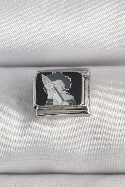 Clariss 316L Steel Silver Color Black Engraved Portrait Model Nomination Charm