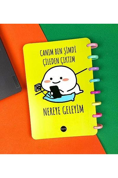 Mena Rise Şirinshop I'M Out, Where to Go Designed New Generation Heart Spiral Notebook 1108107