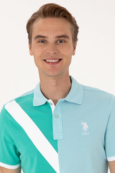 U.S. Polo Assn. Tricou pentru bărbați cu guler polo Aqua cu croiala normală 50300140-vr007