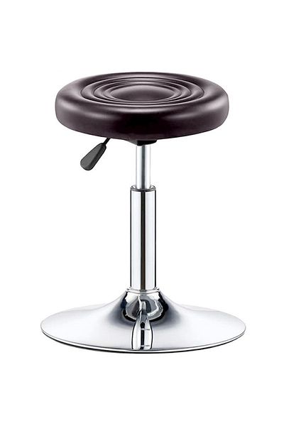 Quasar & Co. Scaun tip taburet bucatarie/bar, rotativ, reglabil pe inaltime, piele ecologica, 32x42-55 cm, maro