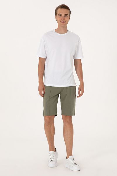 U.S. Polo Assn. شورت محبوك باللون الكاكي الداكن للرجال 50305925-VR111