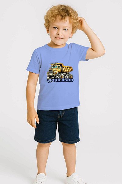 peki baby&kids Bine, tricou cu imprimeu YAZ pentru băieți, Work Hard Truck 18997