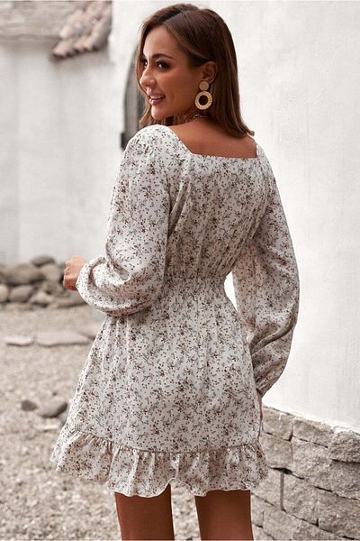 WildFashion Rochie midi casual cu elastic in talie si print floral L809-221