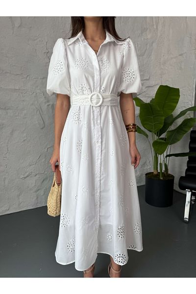 Elif Özbey Butik Φόρεμα με λευκό μπαλόνι με μανίκια