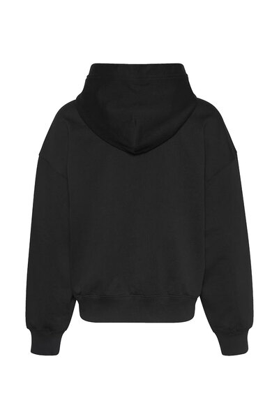 Calvin Klein Kadın A - Logo Emb French Kapüşonlu Fermuarlı Sweatshirt - Siyah
