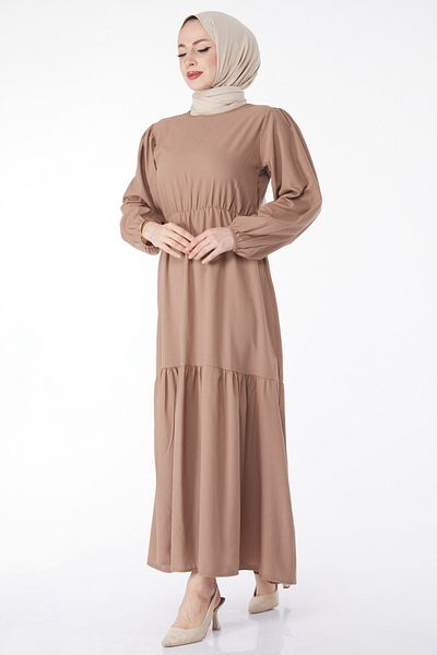 TOFİSA Lace-Up Dress Mink - 27303