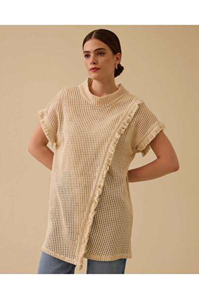 SCL Püskül Detaylı Fileli Süveter
