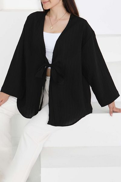 TOFİSA Tie Kimono Black - 27388