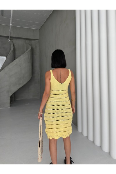 Zenea Κίτρινο Μίνι Πλεκτό Φόρεμα Παραλίας