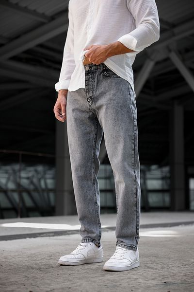 Newtime Men's Boyfriend Gray 100% Cotton Relaxed Fit Jeans