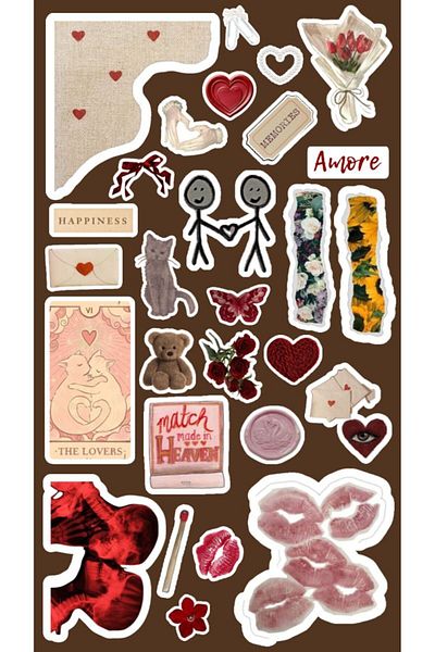 MS Major Selection Vintage Retro Love Themed Phone Laptop Tablet Sticker Set