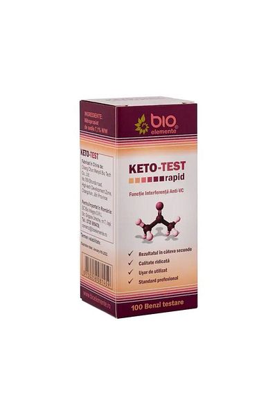 Bio Elemente KETO-TEST, 100 rapid urine ketone test strips (ketonuria), BioElemente