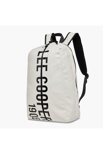 Lee Cooper Logo Print Backpack with Adjustable Straps and Zip Closure