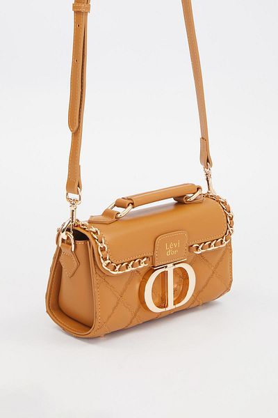 Levidor Premium Metal Ring Detail Shoulder Bag Brown