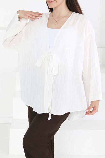 TOFİSA Tie Kimono D1 White - 27388