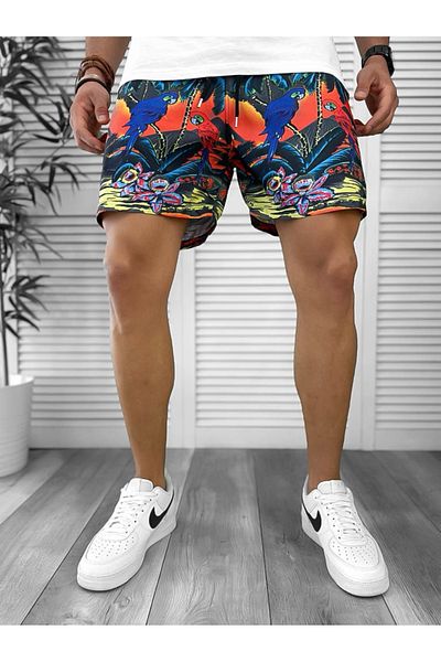 dehaine Men's Beach Pants, Printed, Orange, 12557
