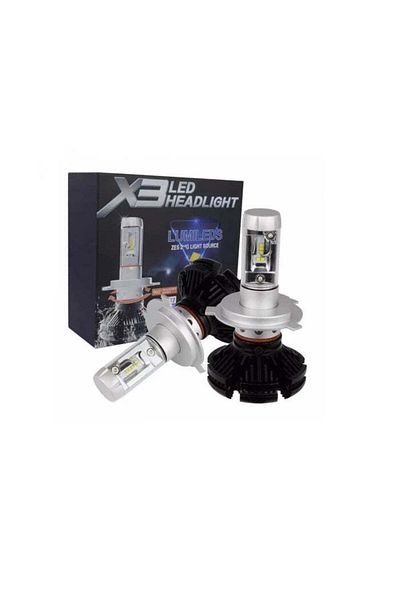 divendi-ro Set of 2 x X3 H4/H7/H11 LED car bulbs with two power phases, 50W, 6000K, 6000Lm, IP67 - H4