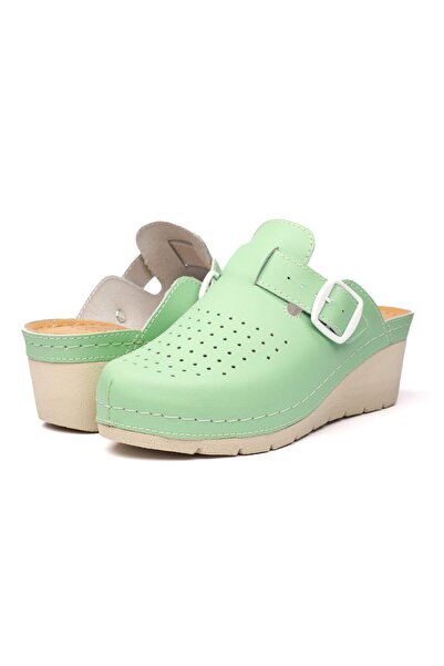 Tellus Women's Leather Medical Clogs 27-09, Green