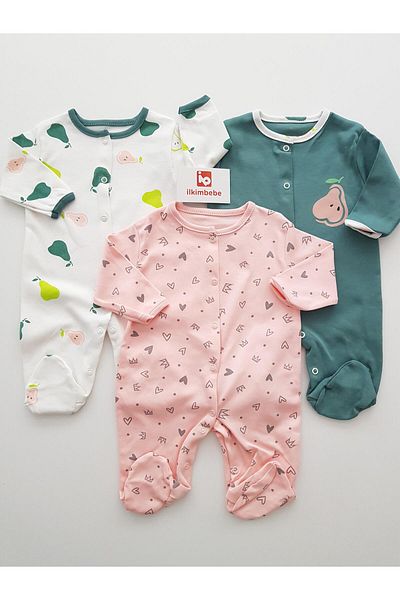 ilkimbebe Pear Pattern 3-Piece Baby Romper