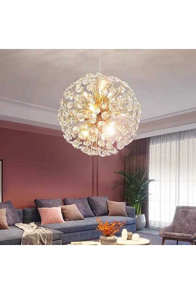 Sueva Crystal Globe Chandelier Gold D36cm