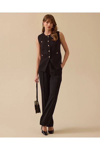 SEÇİL Round Neck Gold Button Detailed Vest