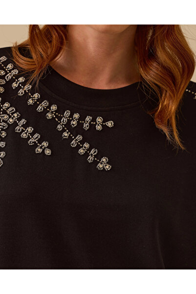 SEÇİL Yuvarlak Yaka Taş İşlemeli Sweatshirt