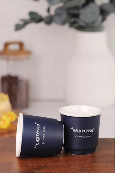 Atbyhome Acar Blush Espresso Cup Navy Blue 90ml Set of 2