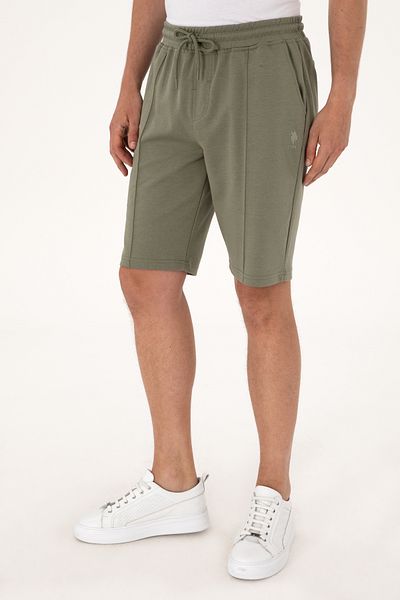 U.S. Polo Assn. شورت محبوك باللون الكاكي الداكن للرجال 50305925-VR111