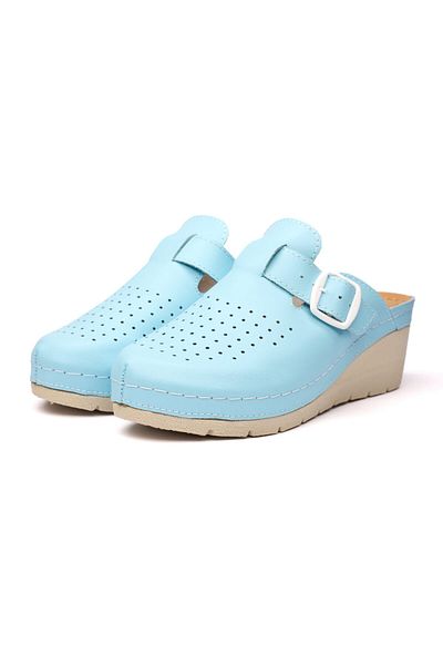 Tellus Women's Leather Medical Clogs 27-09, Blue