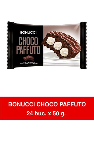Bonucci Choco Paffuto – Cake with cocoa base and vanilla cream 50g x 24 pieces