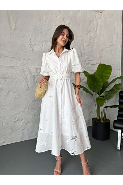 Elif Özbey Butik Φόρεμα με λευκό μπαλόνι με μανίκια