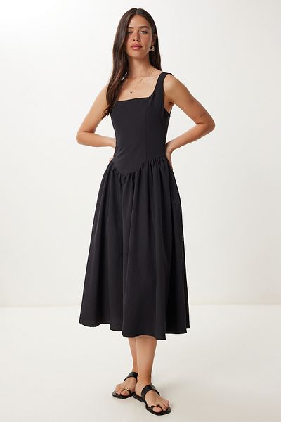 Lovelyİstanbul Summer Midi Poplin Dress with Straps