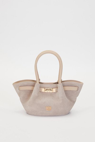 Levidor Mini Belted Suede Handbag Mink