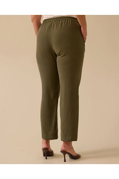 Gala-Xi Plus Size Trousers with Half Elastic Waist and Pockets